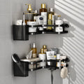 Set x2 Repisas Esquineras Organizadoras para Baño – Aluminio Negro Mate