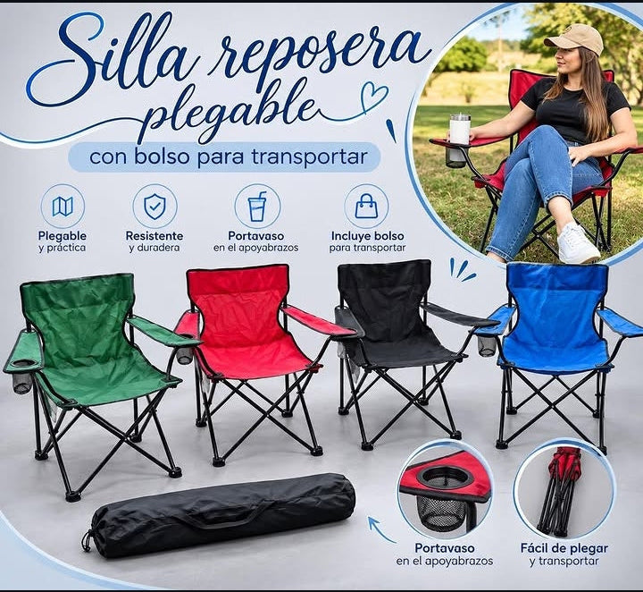 Silla camping porta vaso